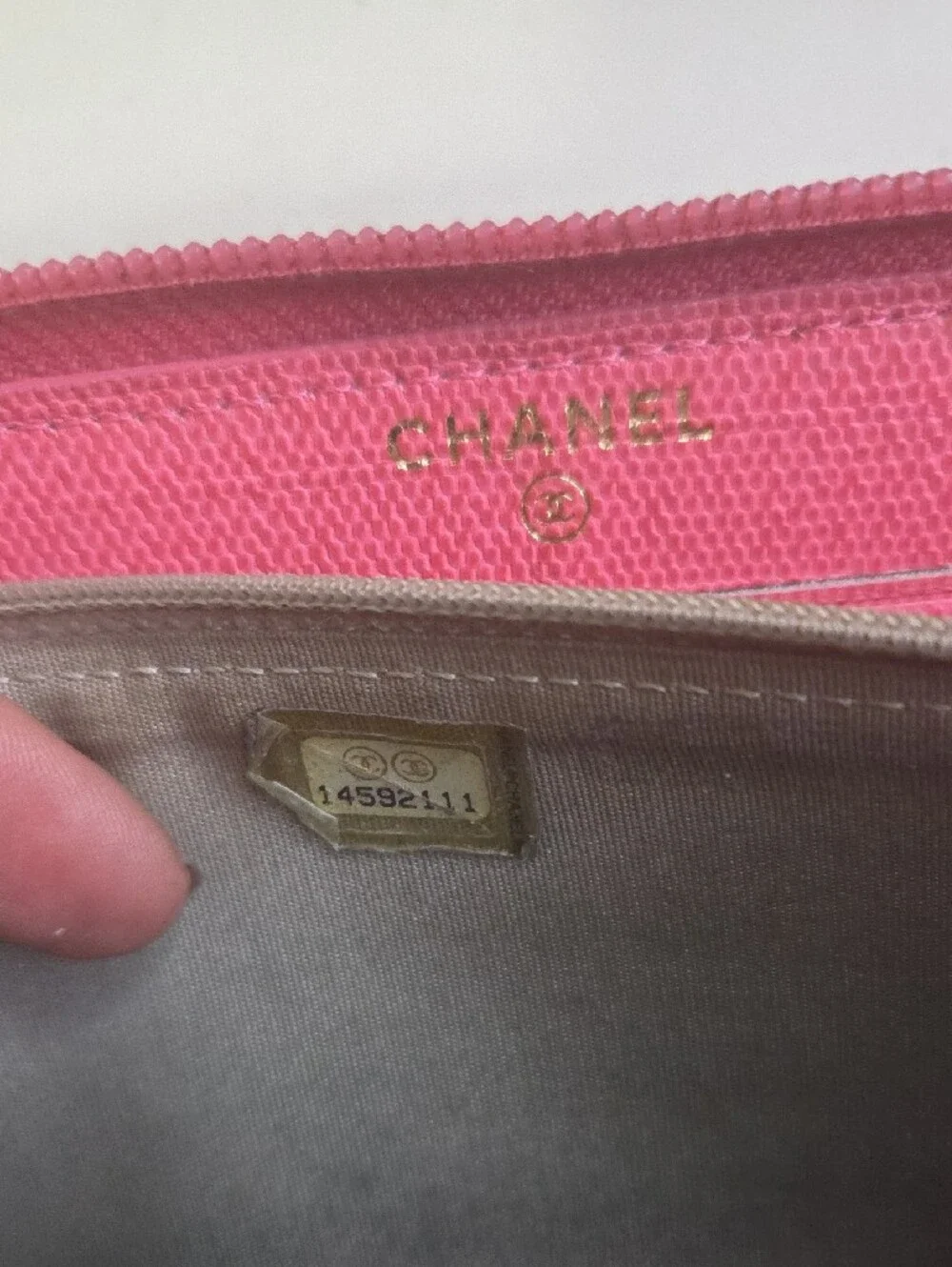 Chanel Pink Zip-Around Wallet with Gold Logo